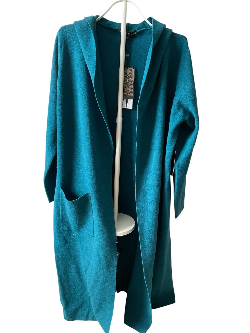 Max Sport Teal Long Hoodie Open Cardigan NWT - Picture 3 of 8